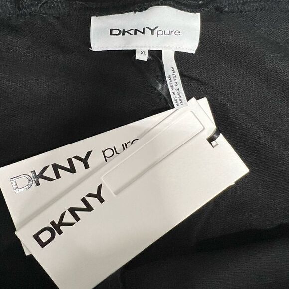 DKNY Pure Travel Pants Black Elastic Waist and Wide Leg Style Lounge Leisure XL - Picture 5 of 16